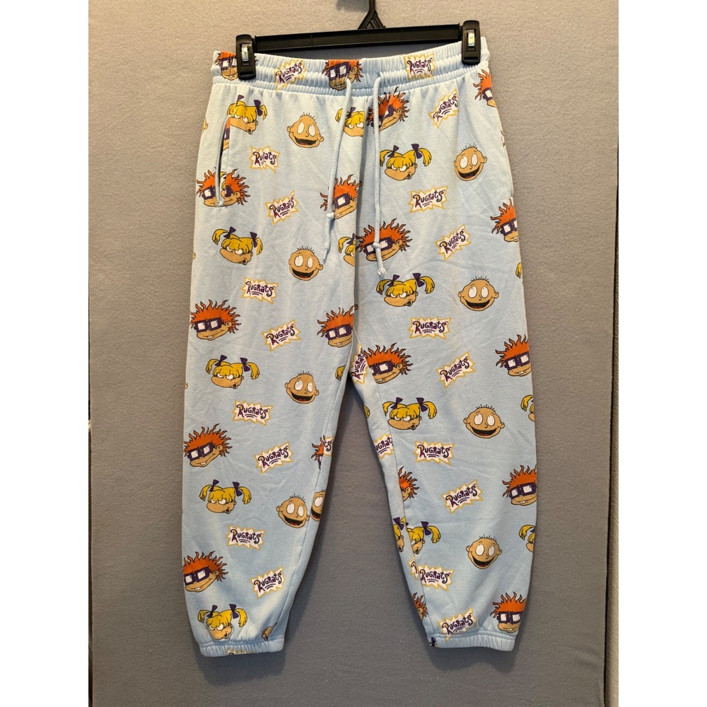 Nickelodeon Rugrats All Over Print Jogger Sweatpants Blue Mens Large Tommy